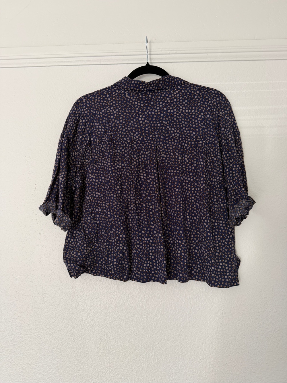 Urban Outfitters Cooperative Relaxed Navy Floral Button-Front Bowling Top Shirt - Picture 4 of 4